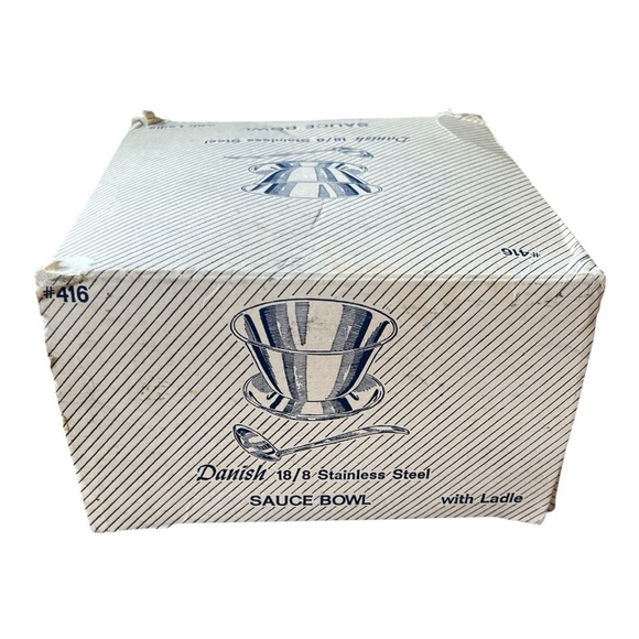 New in packaging vintage stainless steel sauce bowl with ladle - Picture 3 of 4